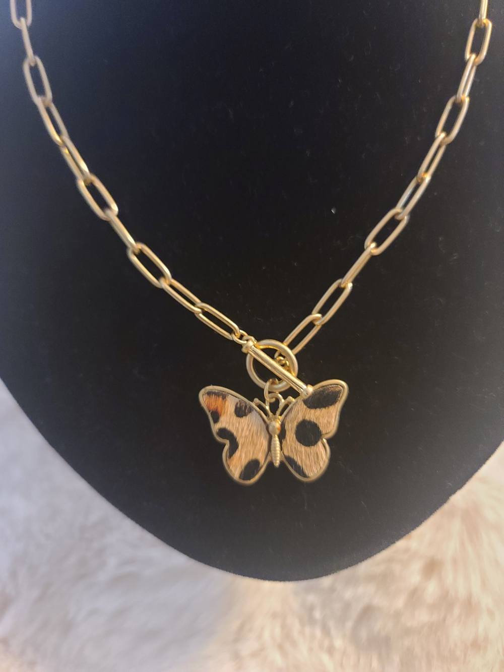 Goldtone Butterfly Pendant Chain Necklace - Unbranded